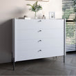 Комод с 4 ящиками LION Wood с черными ножками 100х90х45 см Нимфея Альба (белый) (LION-042983) ТОП