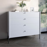 Комод с 4 ящиками LION Wood с черными ножками 100х90х45 см Нимфея Альба (белый) (LION-042983) ТОП