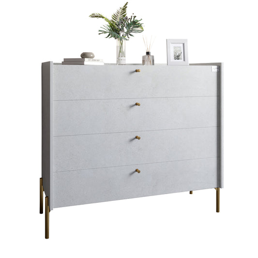 Комод с 4 ящиками LION Wood с золотыми ножками 100х90х45 см Бетон style (LION-042959)