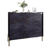 Комод с 4 ящиками LION Wood с золотыми ножками 100х90х45 см Бетон темный (LION-042960)