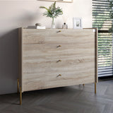 Комод с 4 ящиками LION Wood с золотыми ножками 100х90х45 см Дуб Сонома (LION-042966)