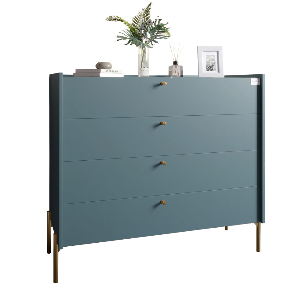 Комод с 4 ящиками LION Wood с золотыми ножками 100х90х45 см Гранит серый (LION-042961)