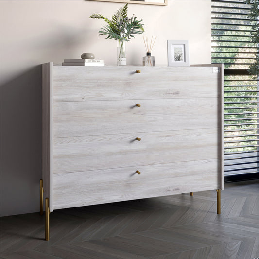 Комод с 4 ящиками LION Wood с золотыми ножками 100х90х45 см Самоа Дымчатый (LION-042962)