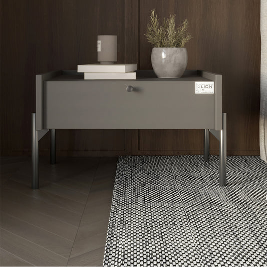 Тумба прикроватная LION Wood с одним ящиком Антрацит (черные ножки) (LION-041305)