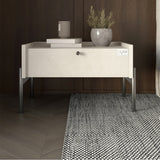 Тумба прикроватная LION Wood с одним ящиком Бетон style (черные ножки) (LION-041309)