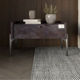 Тумба прикроватная LION Wood с одним ящиком Бетон темный (черные ножки) (LION-041311)