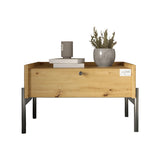 Тумба прикроватная LION Wood с одним ящиком Дуб Артизан (черные ножки) (LION-041317)