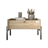 Тумба прикроватная LION Wood с одним ящиком Дуб Сонома (черные ножки) (LION-041321)