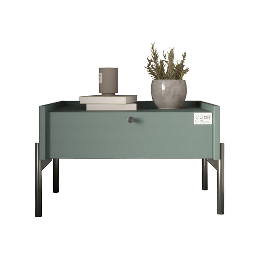 Тумба прикроватная LION Wood с одним ящиком Гранит серый (черные ножки) (LION-041313)