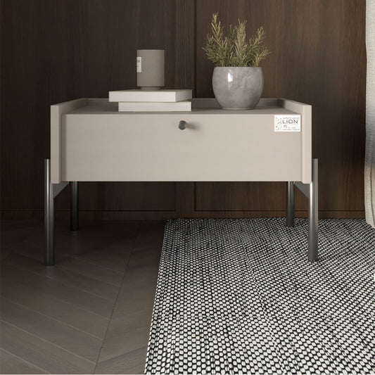 Тумба прикроватная LION Wood с одним ящиком Кашемир (черные ножки) (LION-041325)