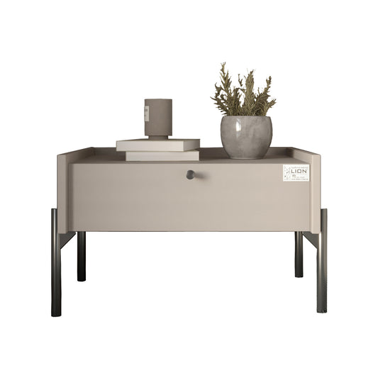 Тумба прикроватная LION Wood с одним ящиком Кашемир (черные ножки) (LION-041325)