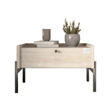 Тумба прикроватная LION Wood с одним ящиком Самоа Дымчатый (черные ножки) (LION-041331)