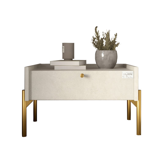 Тумба прикроватная LION Wood с одним ящиком Бетон style (золотые ножки) (LION-041308)
