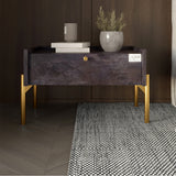 Тумба прикроватная LION Wood с одним ящиком Бетон темный (золотые ножки) (LION-041310)