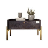 Тумба прикроватная LION Wood с одним ящиком Бетон темный (золотые ножки) (LION-041310)