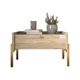 Тумба прикроватная LION Wood с одним ящиком Дуб Сонома (золотые ножки) (LION-041320)