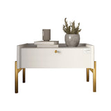 Тумба прикроватная LION Wood с одним ящиком Нимфея Альба (белый) (золотые ножки) (LION-041326)