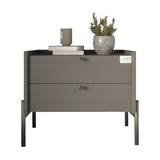 Тумба прикроватная LION Wood с двумя ящиками Антрацит (черные ножки) (LION-041335) ТОП