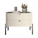 Тумба прикроватная LION Wood с двумя ящиками Бетон style (черные ножки) (LION-041339)