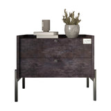 Тумба прикроватная LION Wood с двумя ящиками Бетон темный (черные ножки) (LION-041341)