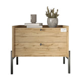 Тумба прикроватная LION Wood с двумя ящиками Дуб Аппалачи (черные ножки) (LION-041346)