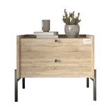 Тумба прикроватная LION Wood с двумя ящиками Дуб Сонома (черные ножки) (LION-041352)