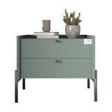 Тумба прикроватная LION Wood с двумя ящиками Гранит серый (черные ножки) (LION-041343)