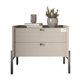 Тумба прикроватная LION Wood с двумя ящиками Кашемир (черные ножки) (LION-041356) ТОП