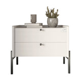 Тумба прикроватная LION Wood с двумя ящиками Нимфея Альба (белый) (черные ножки) (LION-041358) ТОП