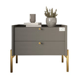 Тумба прикроватная LION Wood с двумя ящиками Антрацит (золотые ножки) (LION-041334) ТОП