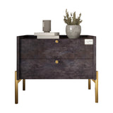 Тумба прикроватная LION Wood с двумя ящиками Бетон темный (золотые ножки) (LION-041340)