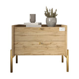 Тумба прикроватная LION Wood с двумя ящиками Дуб Аппалачи (золотые ножки) (LION-041345)