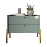 Тумба прикроватная LION Wood с двумя ящиками Гранит серый (золотые ножки) (LION-041342)