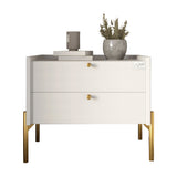 Тумба прикроватная LION Wood с двумя ящиками Нимфея Альба (белый) (золотые ножки) (LION-041357) ТОП