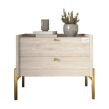 Тумба прикроватная LION Wood с двумя ящиками Самоа Дымчатый (золотые ножки) (LION-041344)