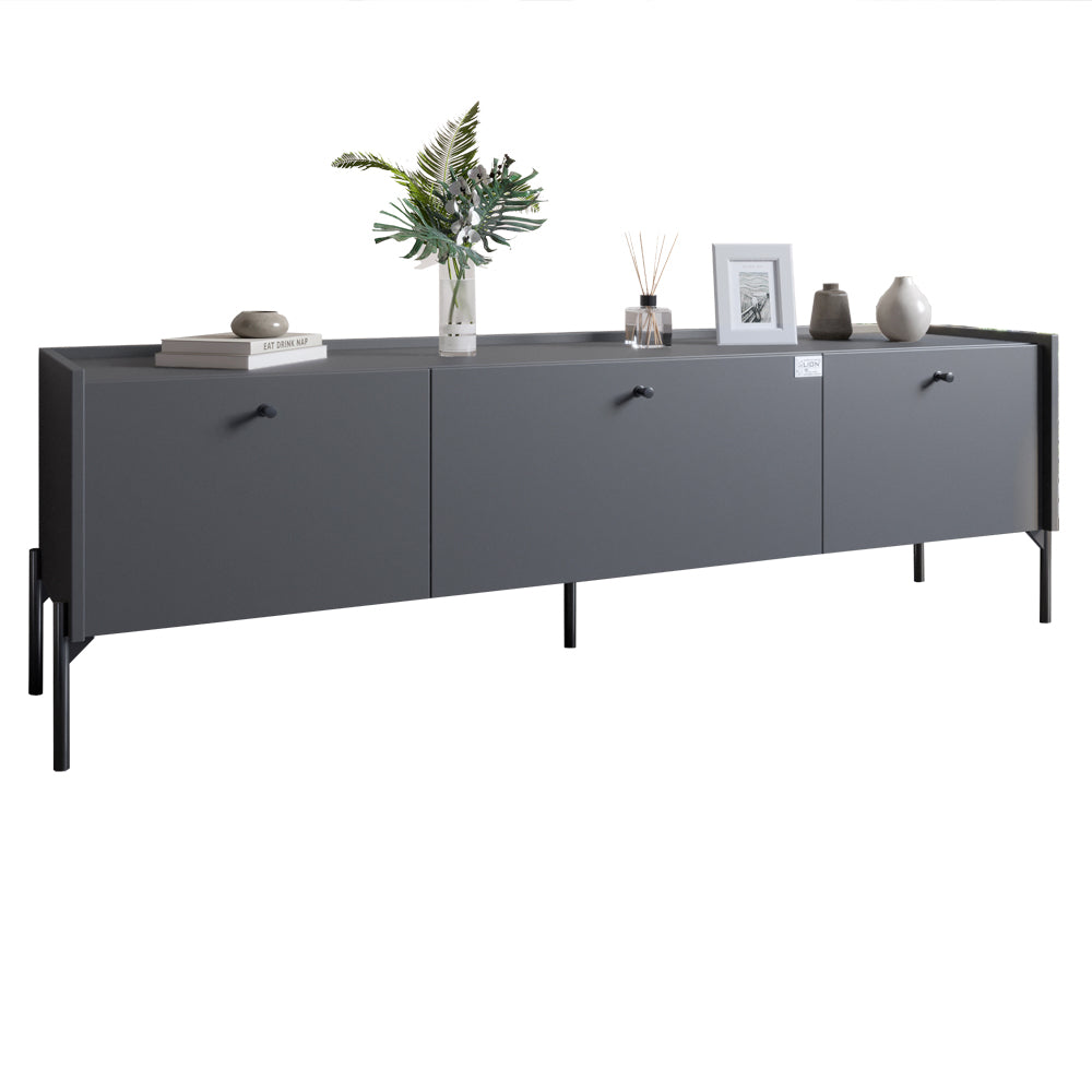 Тумба под телевизор на 3 ящика LION Wood с черными ножками 160х65х40 см Антрацит (LION-043092)
