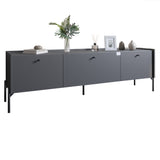 Тумба под телевизор на 3 ящика LION Wood с черными ножками 160х65х40 см Антрацит (LION-043092)