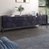 Тумба под телевизор на 3 ящика LION Wood с черными ножками 160х65х40 см Бетон темный (LION-043095)