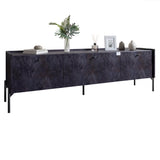 Тумба под телевизор на 3 ящика LION Wood с черными ножками 160х65х40 см Бетон темный (LION-043095)