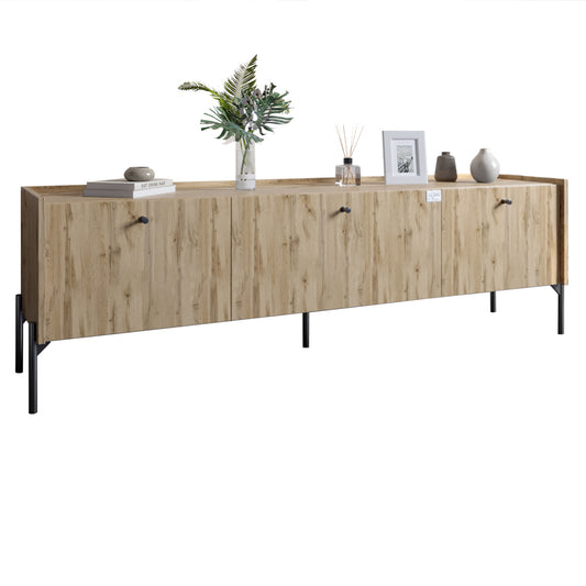 Тумба под телевизор на 3 ящика LION Wood с черными ножками 160х65х40 см Дуб Аппалачи (LION-043097)