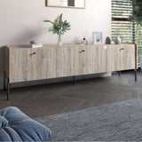 Тумба под телевизор на 3 ящика LION Wood с черными ножками 160х65х40 см Дуб Сонома (LION-043100)