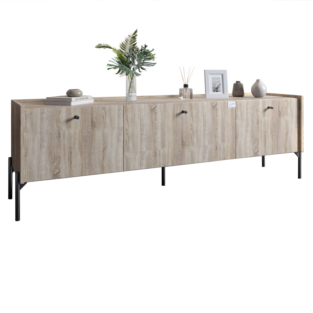 Тумба под телевизор на 3 ящика LION Wood с черными ножками 160х65х40 см Дуб Сонома (LION-043100)