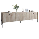 Тумба под телевизор на 3 ящика LION Wood с черными ножками 160х65х40 см Дуб Сонома (LION-043100)