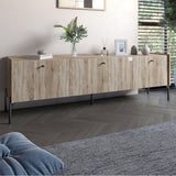 Тумба под телевизор на 3 ящика LION Wood с черными ножками 160х65х40 см Дуб Сонома Трюфель (LION-043101)