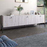 Тумба под телевизор на 3 ящика LION Wood с черными ножками 160х65х40 см Самоа Дымчатый (LION-043104)