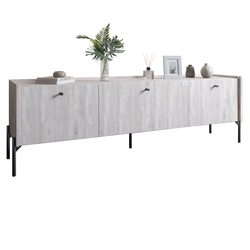 Тумба под телевизор на 3 ящика LION Wood с черными ножками 160х65х40 см Самоа Дымчатый (LION-043104)