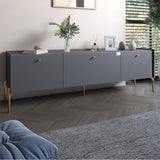 Тумба под телевизор на 3 ящика LION Wood с золотыми ножками 160х65х40 см Антрацит (LION-042987)