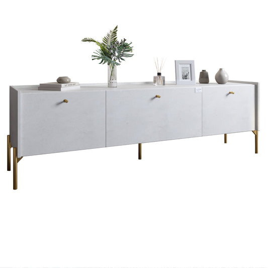 Тумба под телевизор на 3 ящика LION Wood с золотыми ножками 160х65х40 см Бетон style (LION-042988)