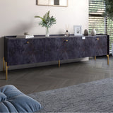 Тумба под телевизор на 3 ящика LION Wood с золотыми ножками 160х65х40 см Бетон темный (LION-042989)