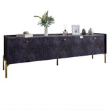 Тумба под телевизор на 3 ящика LION Wood с золотыми ножками 160х65х40 см Бетон темный (LION-042989)